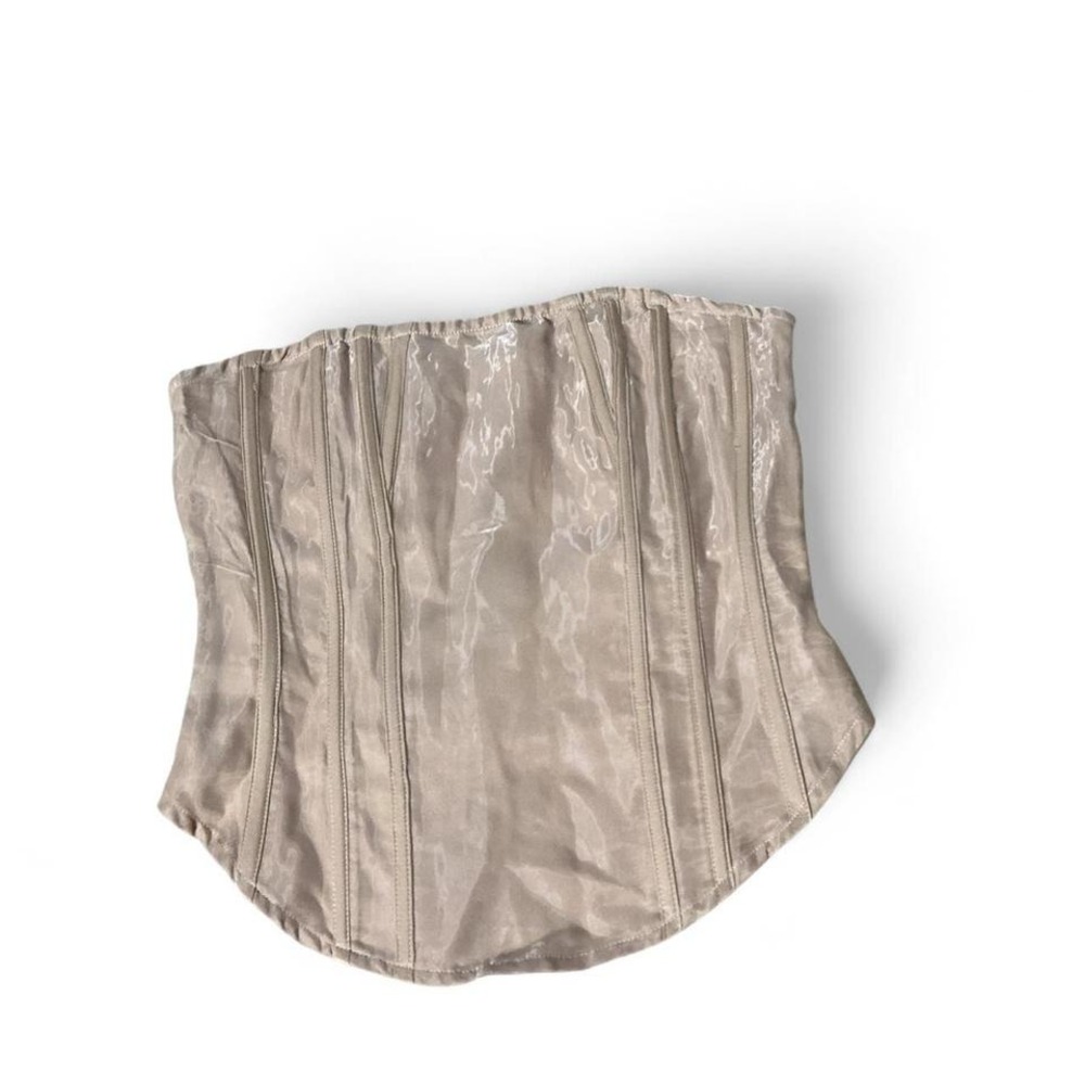 PrettyLittleThing Champagne Nude High Shine Boned Corset Top Sz 6 CND8999/39/58